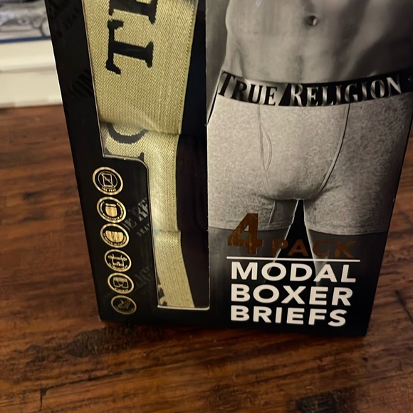 True Religion ALL BLACK MODAL Boxer Briefs MEDIUM - Picture 2 of 7